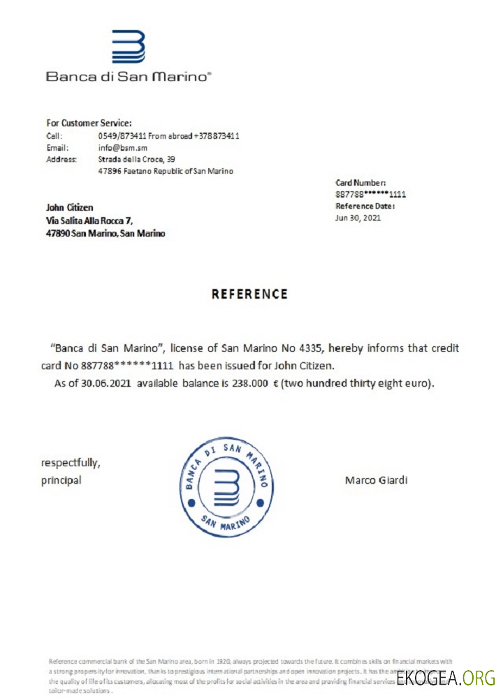 Saint , Marin , Banca di San Marino , reference